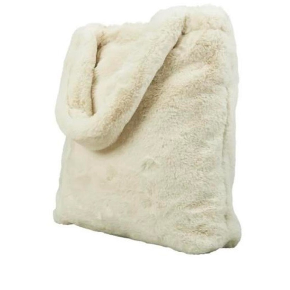 Mymummadeit Cream / White fur tote bag